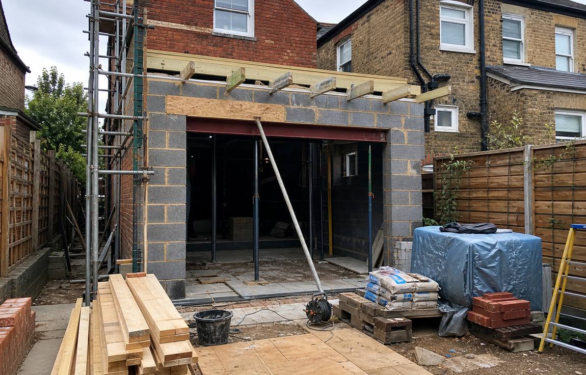 House extension under construction by MCL Home